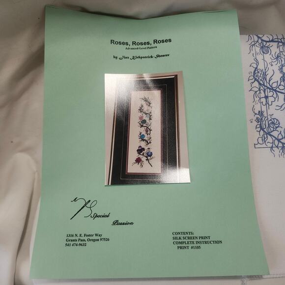 Roses Roses Roses Embroidery Silk Screen Print Instructions B10 - Picture 2 of 7